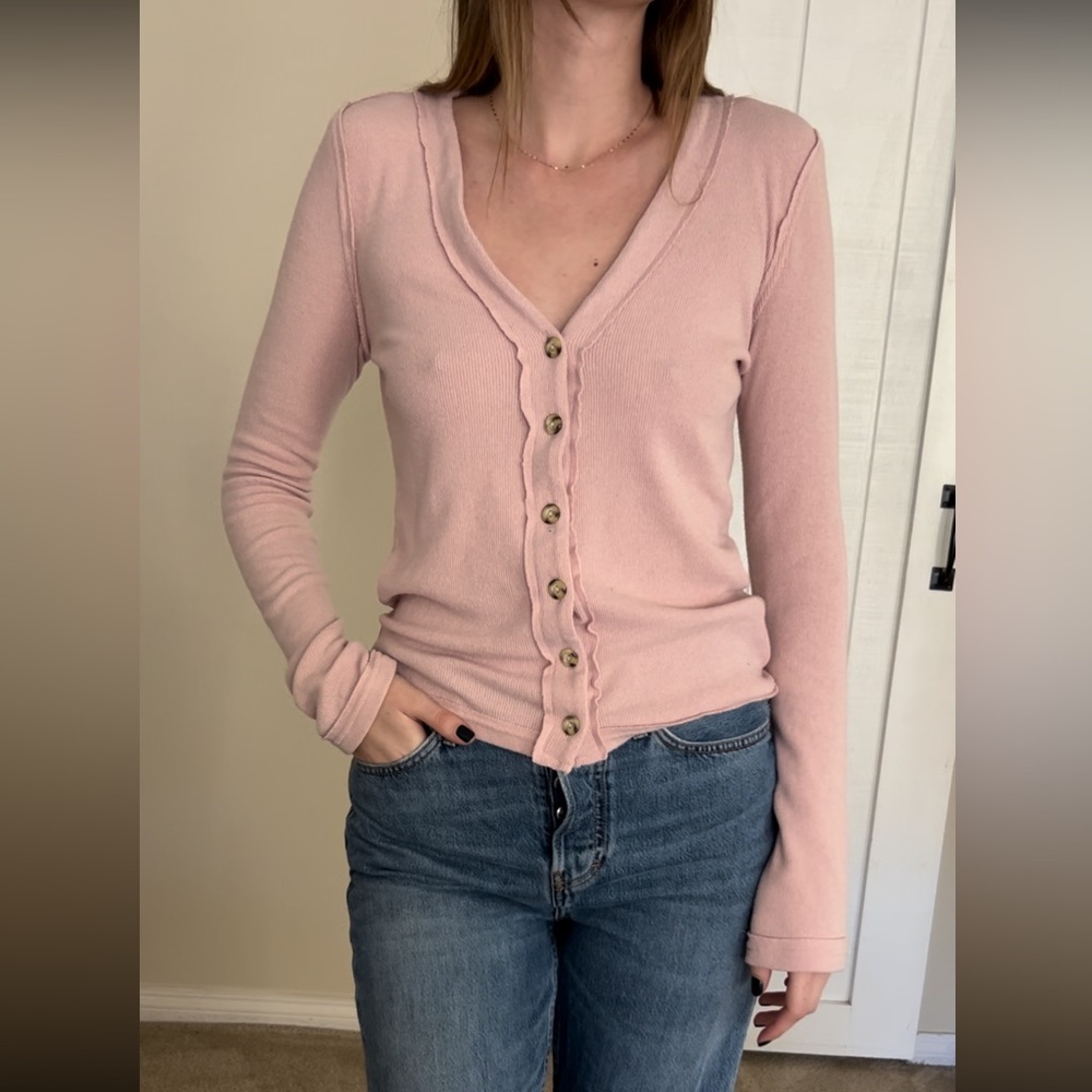 Free People Dusty Pink Long Sleeve Top Size M